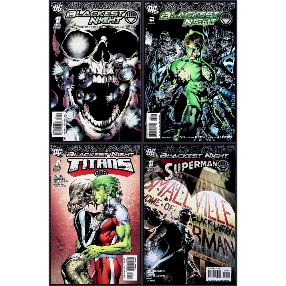 Blackest Night #1-2 Titans #1‎ Superman #1 DC 2009 NM 4-Comic Key Lot